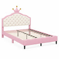 Lit Enfant en Bois et PU Couronne Rose et Crème