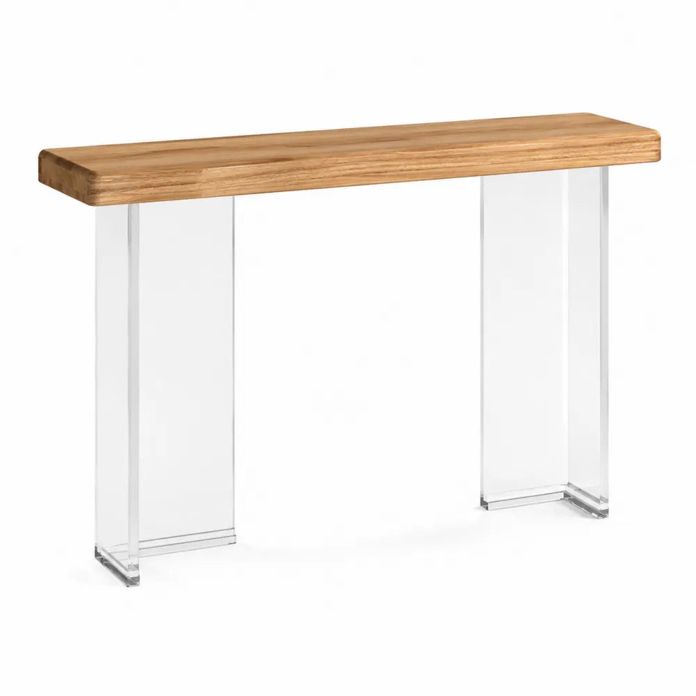 Table console en bois de chêne et plexiglas