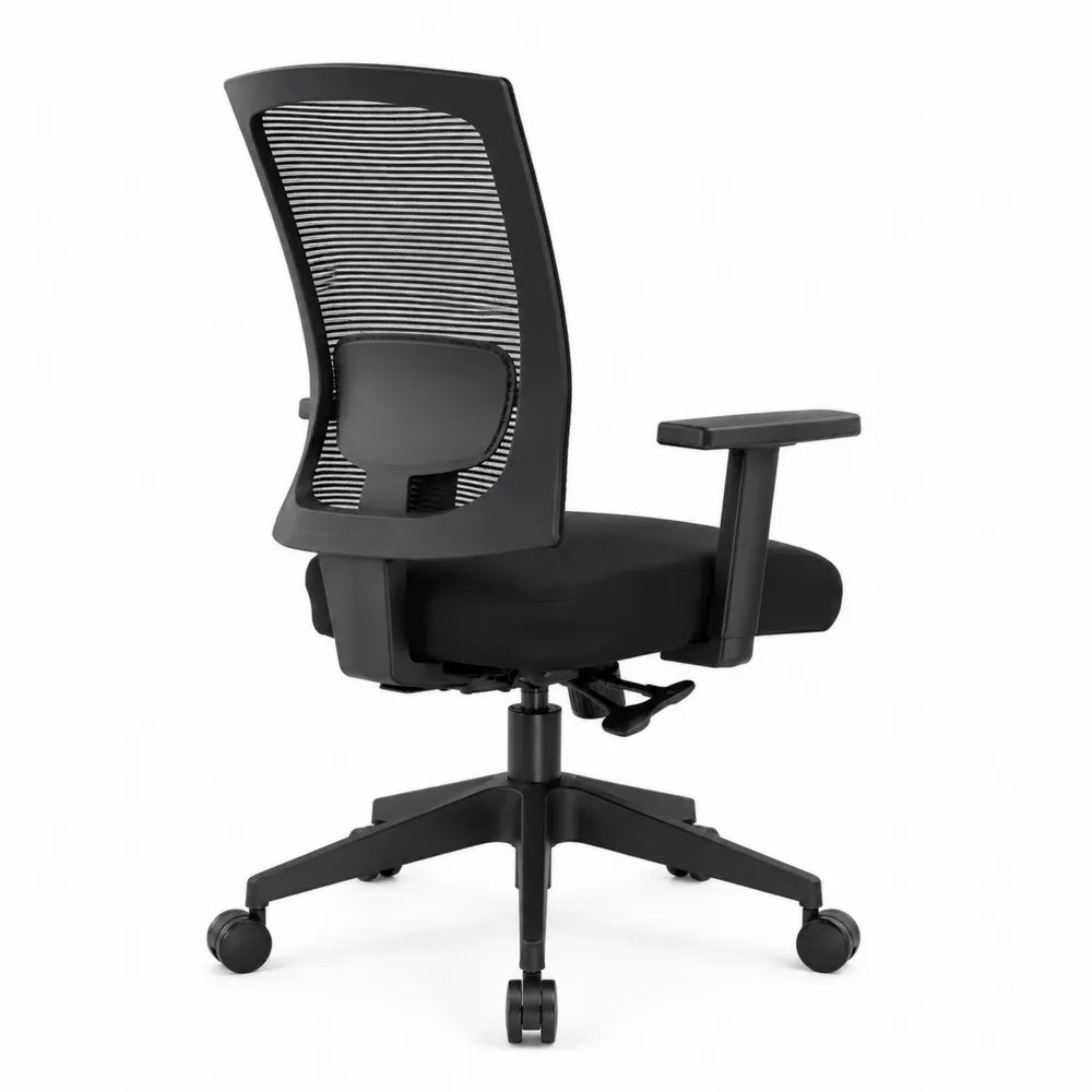 Chaise de bureau avec dossier en maille noire et tissu