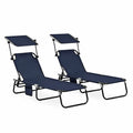 Lot de 2 chaises longues en métal et polyester Bleu