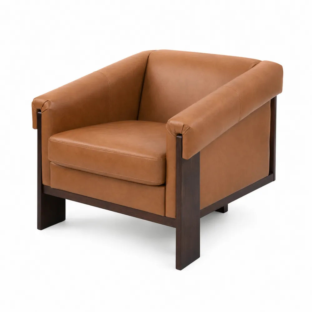 Fauteuil en cuir avec structure en bois massif