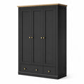 Armoire Noire avec Tiroirs et Poignées Dorées