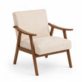 Fauteuil en bois avec revêtement en tissu beige