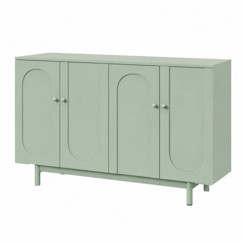 Buffet rectangulaire en bois MDF vert clair 4 portes
