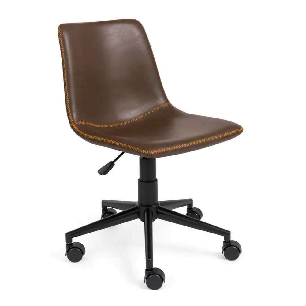 Chaise de bureau réglable en cuir synthétique marron