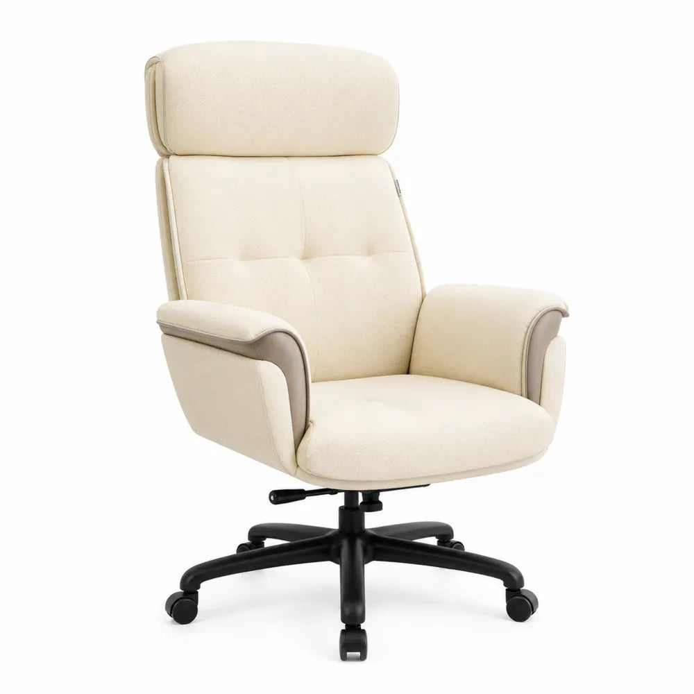Fauteuil de bureau en tissu et similicuir Beige