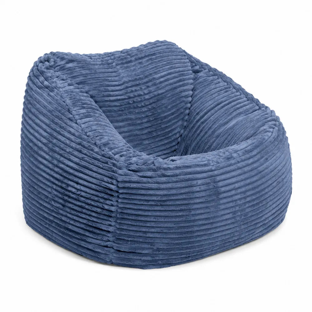 Fauteuil poire en velours côtelé bleu