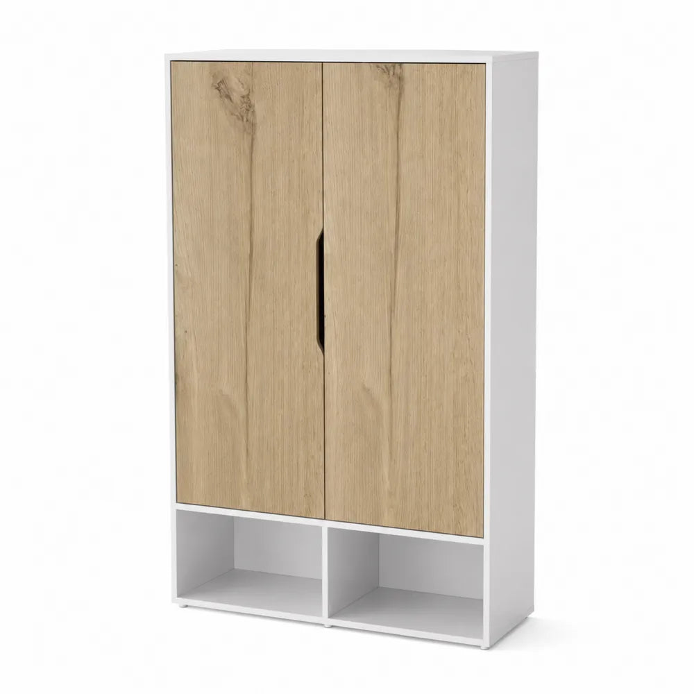 Armoire en Bois Blanc avec 2 Portes et 2 Niches