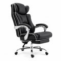 Chaise en cuir PU avec repose-pieds et structure en métal chromé