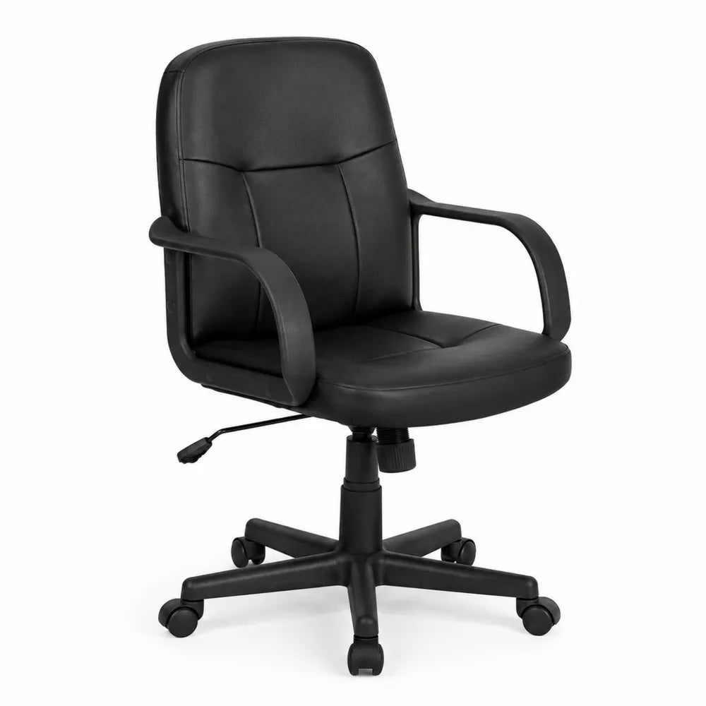 Chaise de bureau en cuir avec accoudoirs et roulettes