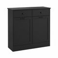 Buffet de cuisine en bois noir avec tiroirs et portes