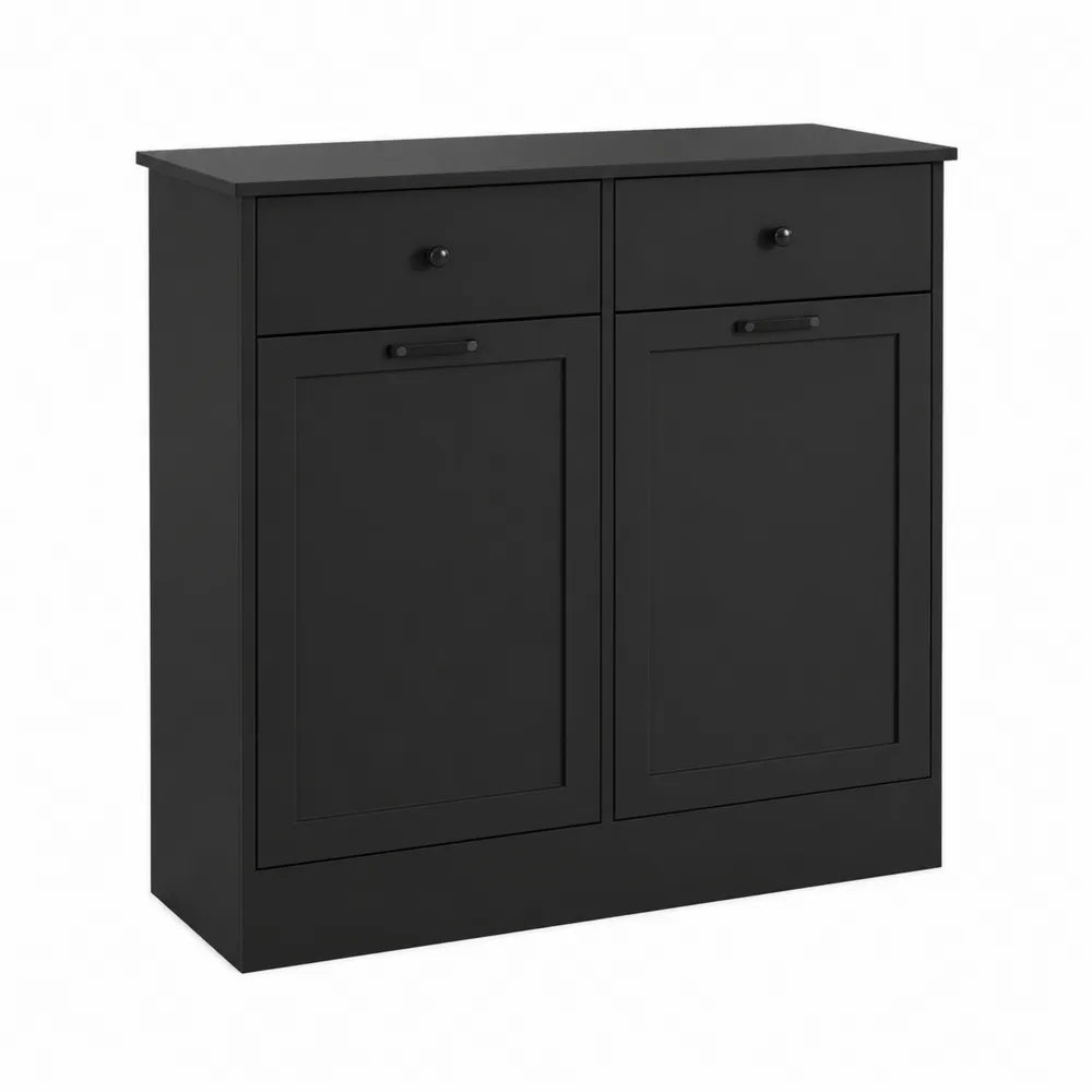 Buffet de cuisine en bois noir avec tiroirs et portes