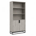 Étagère en Bois MDF avec Portes et Cadre en Métal Noir